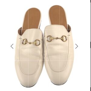 EUC Gucci Princetown Horsebit Cream Leather Mules Shoes Size 40.5